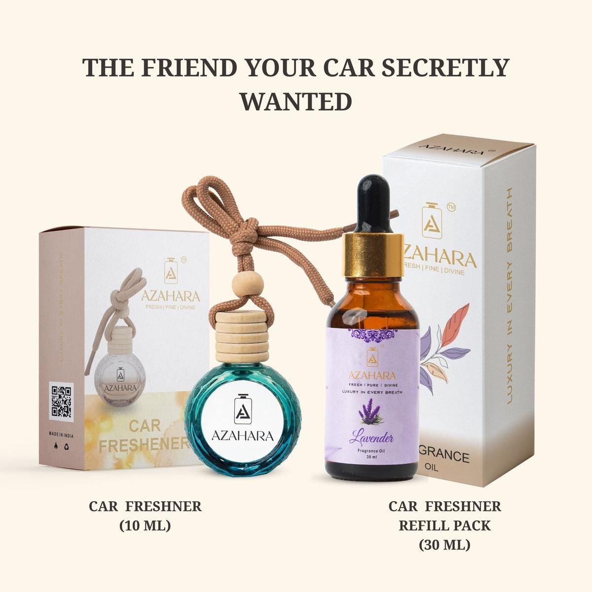 Lavender Hanging Car Freshener & Fragrance Oil Combo | 40 ml